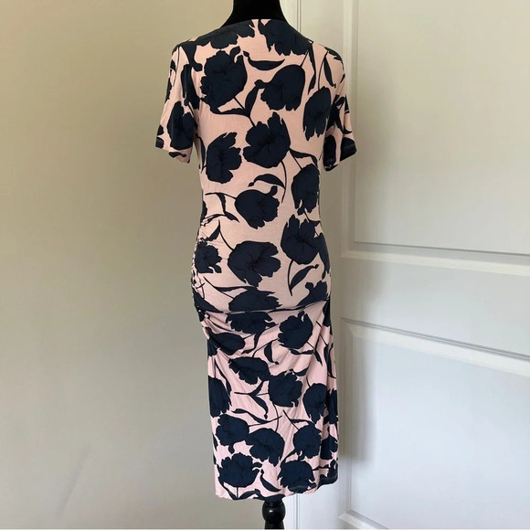 A Pea In The Pod pink short sleeve pullover maternity dress w/ flowers Size S - Picture 3 of 6